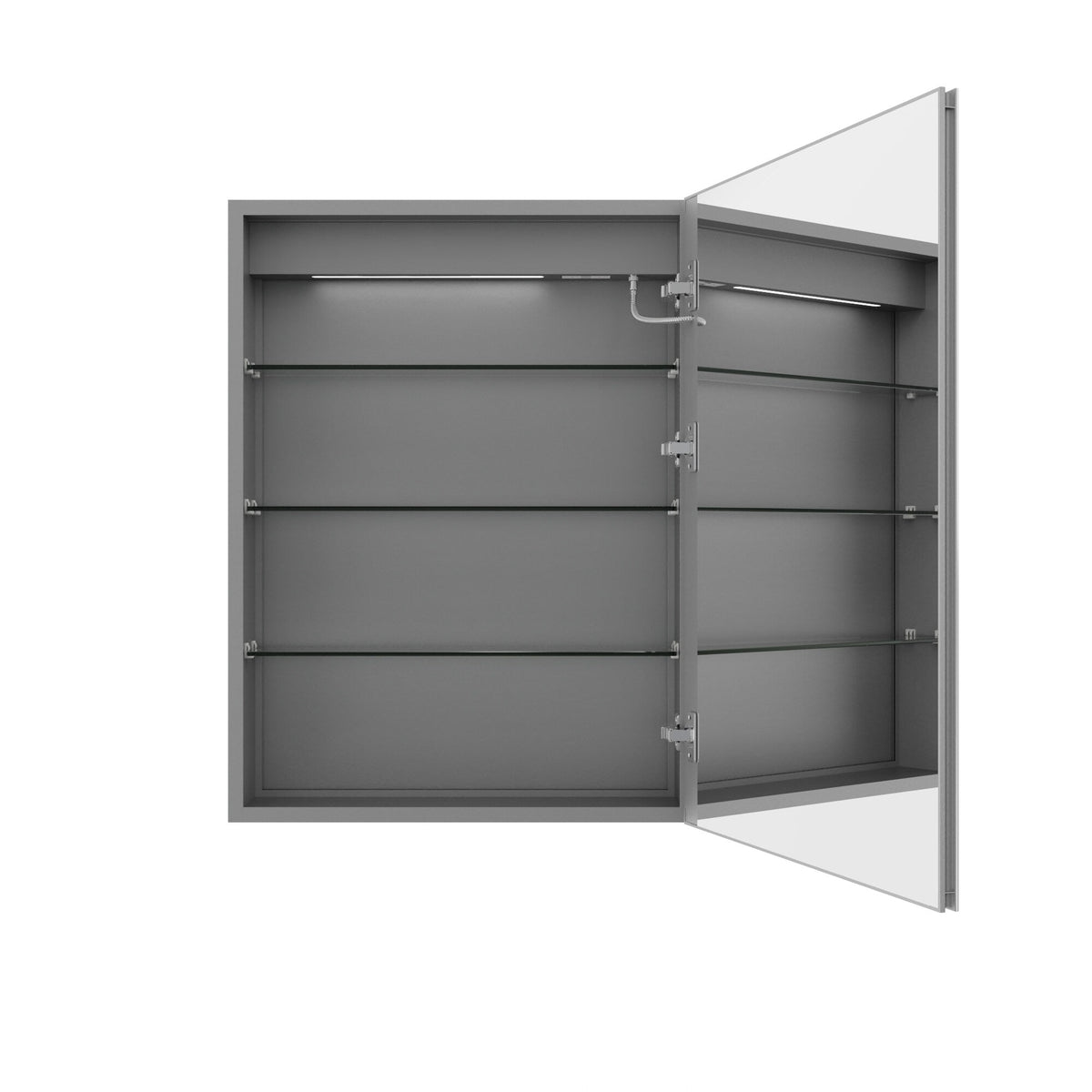 AAZJ V4 24-in x 32-in Lighted LED Fog Free Surface/Recessed Mount Silver Mirrored Soft Close Medicine Cabinet