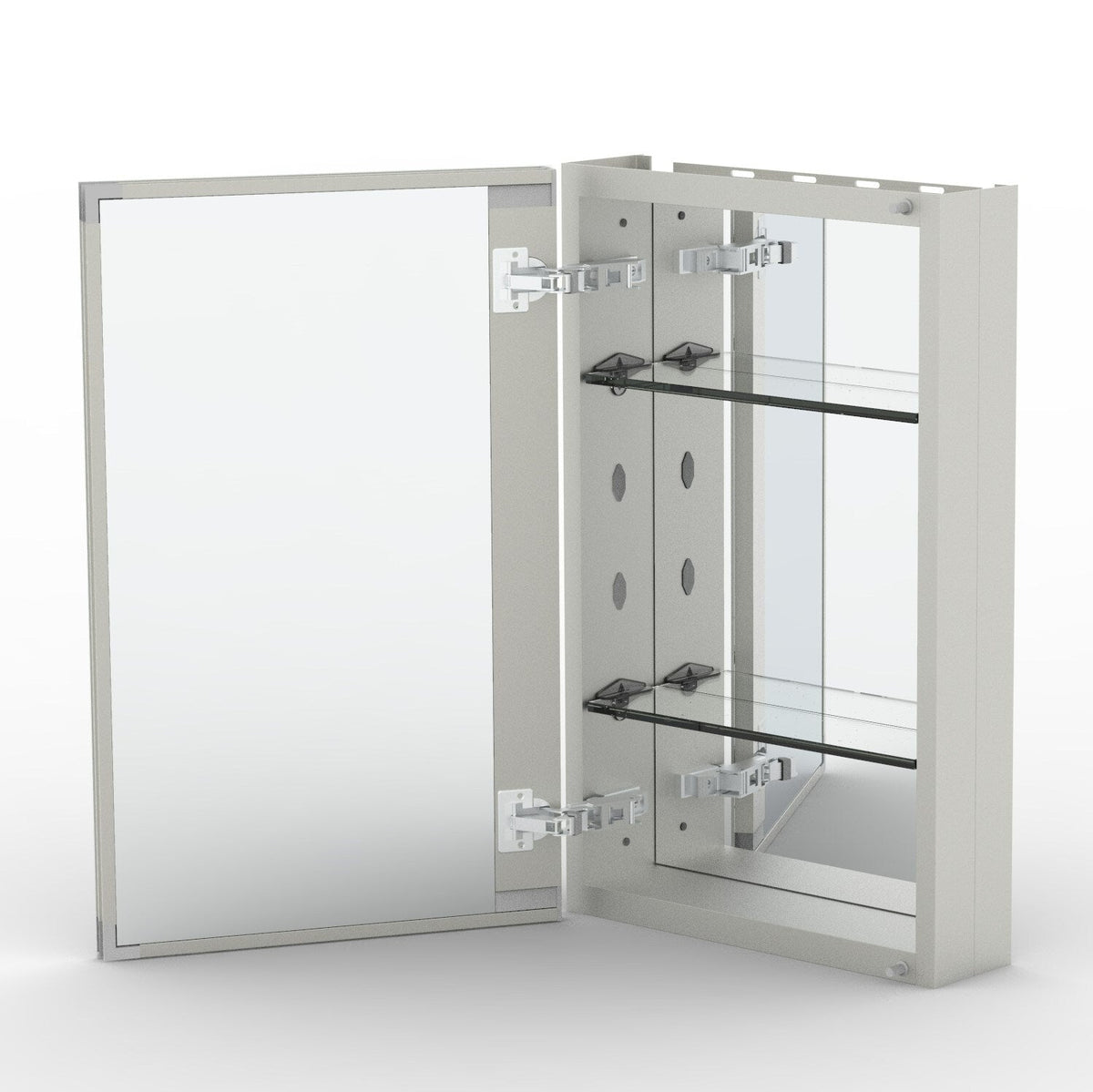 AAZJ KA 15-in x 24-in Surface/Recessed Mount Silver Mirrored Soft Close Medicine Cabinet