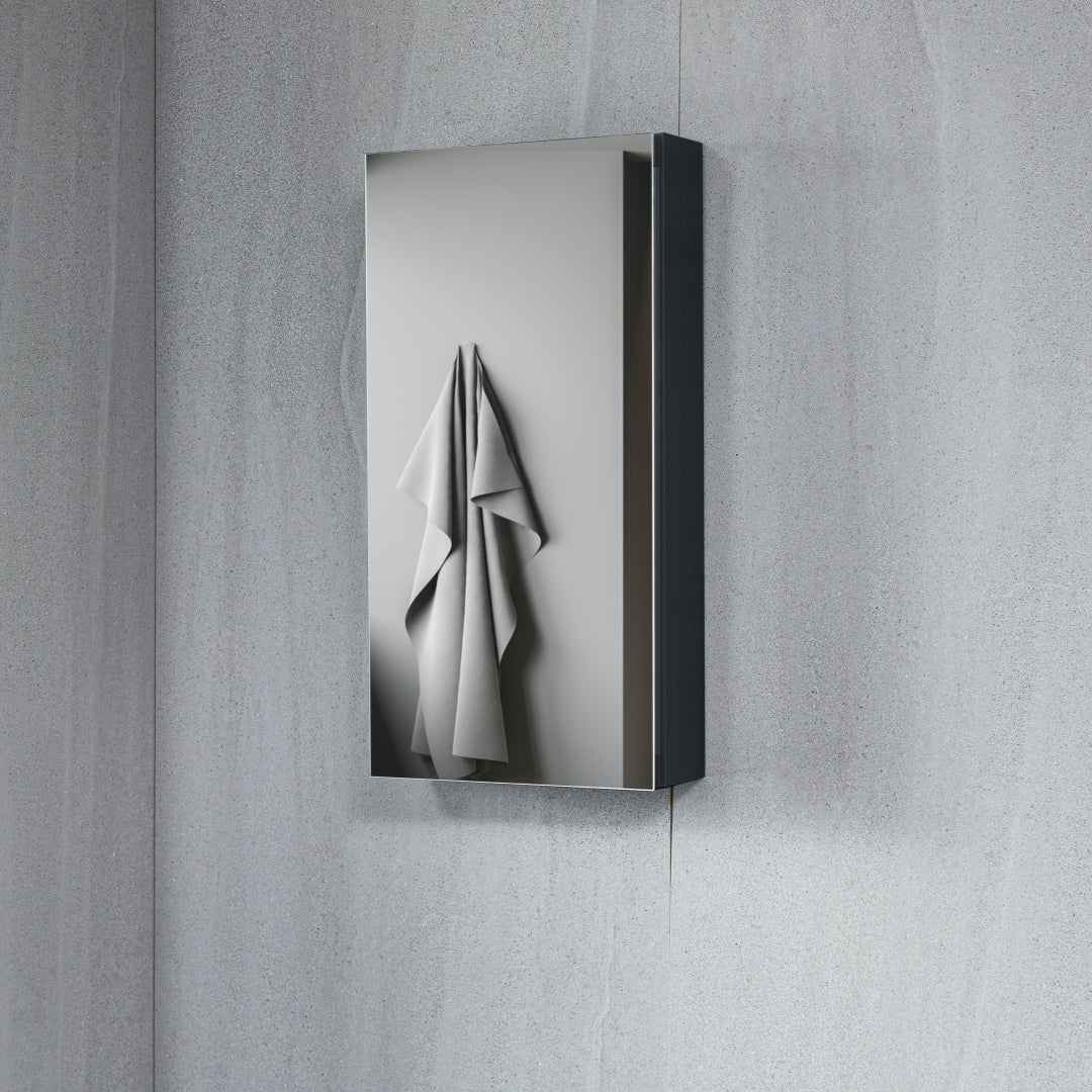 AAZJ KA 15-in x 24-in Surface/Recessed Mount Black Mirrored Soft Close Medicine Cabinet