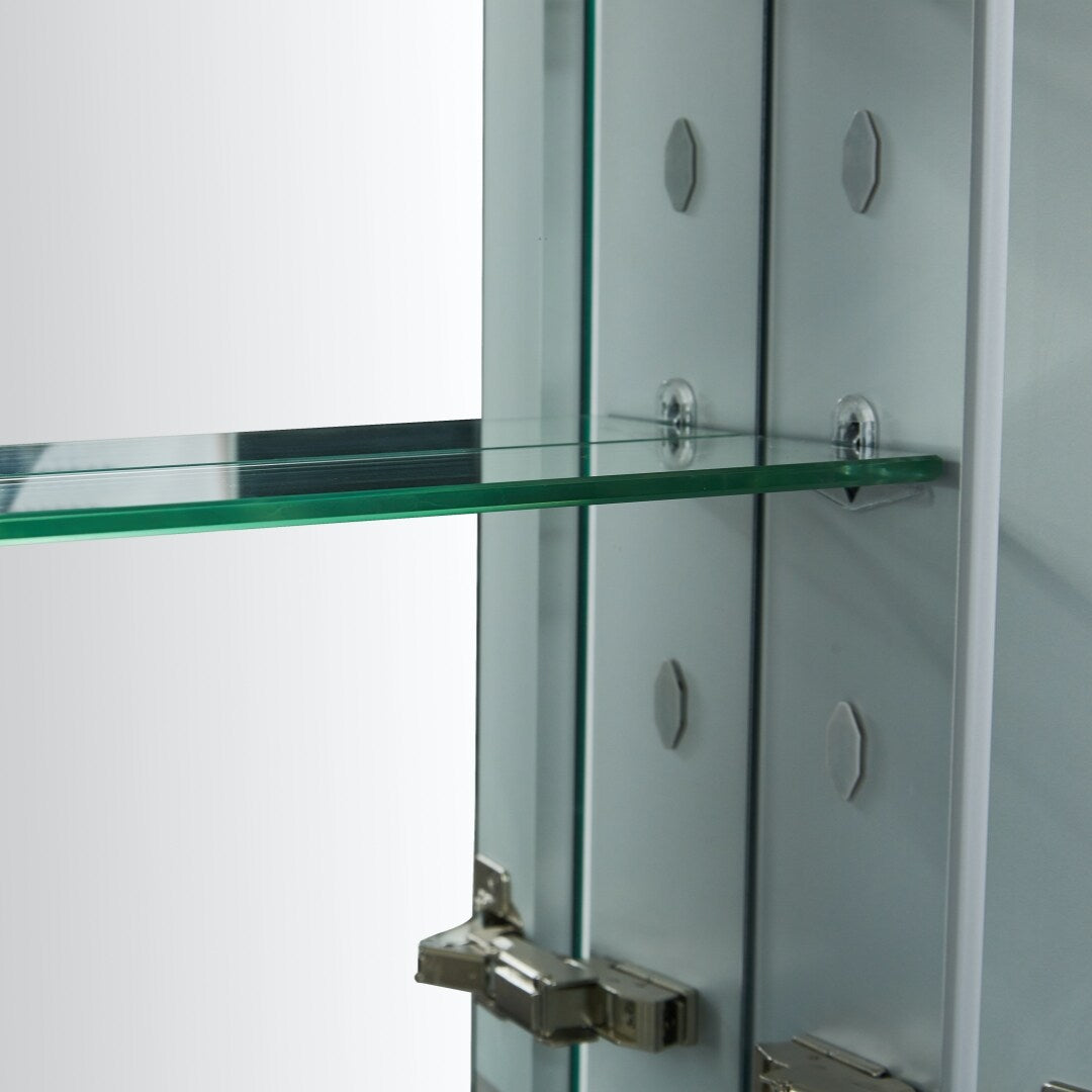 AAZJ KA 15-in x 24-in Surface/Recessed Mount Silver Mirrored Soft Close Medicine Cabinet