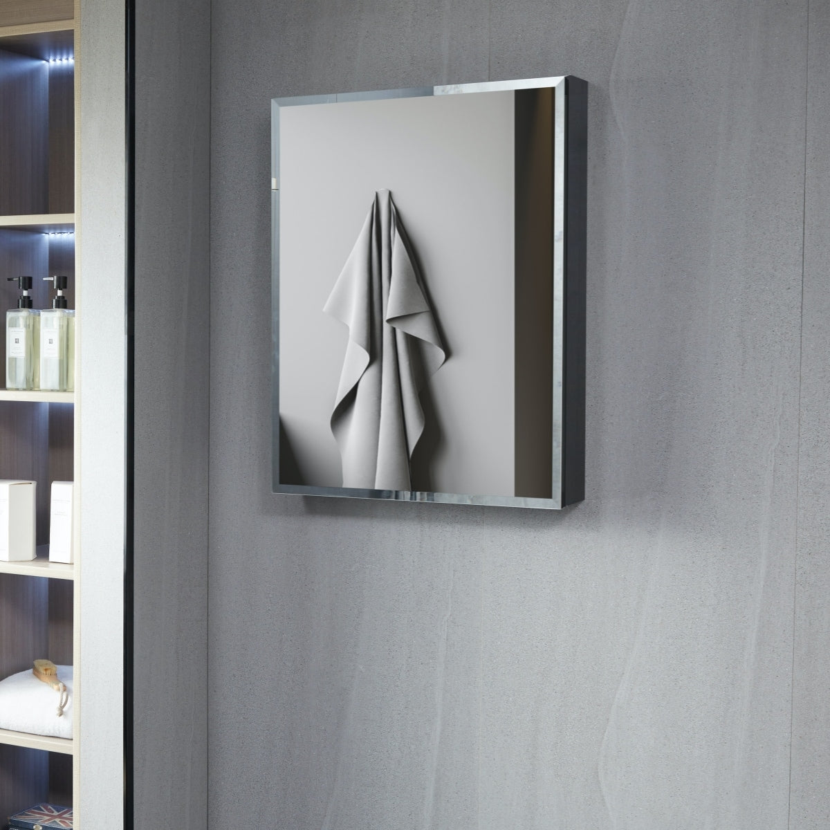 AAZJ KA 23-in x 30-in Surface/Recessed Mount Black Mirrored Soft Close Medicine Cabinet