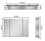 AAZJ AS 36-in x 26-in Surface/Recessed Mount Sliver Mirrored Soft Close Medicine Cabinet