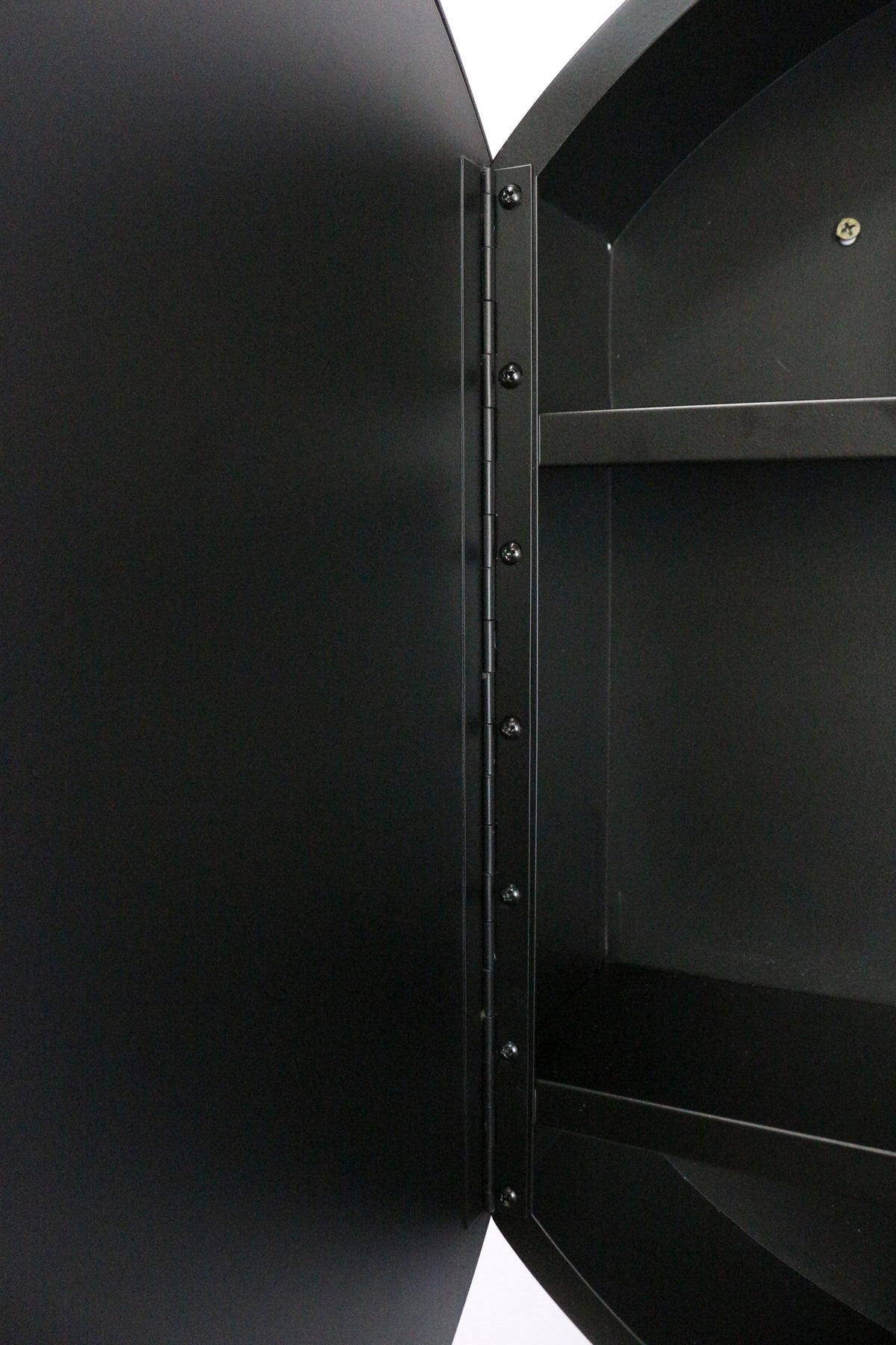 AAZJ 24-in x 24-in Surface/Recessed Mount Powder Coated Mirrored Round Soft Close Medicine Cabinet