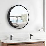 AAZJ 24-in x 24-in Surface/Recessed Mount Powder Coated Mirrored Round Soft Close Medicine Cabinet