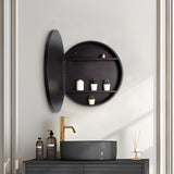 AAZJ 24-in x 24-in Surface/Recessed Mount Powder Coated Mirrored Round Soft Close Medicine Cabinet