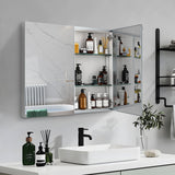 AAZJ 30-in x 26-in Surface/Recessed Mount Silver Mirrored Soft Close Medicine Cabinet