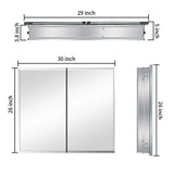 AAZJ 30-in x 26-in Surface/Recessed Mount Silver Mirrored Soft Close Medicine Cabinet