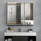 AAZJ 30-in x 26-in Surface/Recessed Mount Silver Mirrored Soft Close Medicine Cabinet