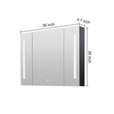 AAZJ 36-in x 26-in Lighted LED Fog Free Surface/Recessed Mount Black Mirrored Soft Close Medicine Cabinet