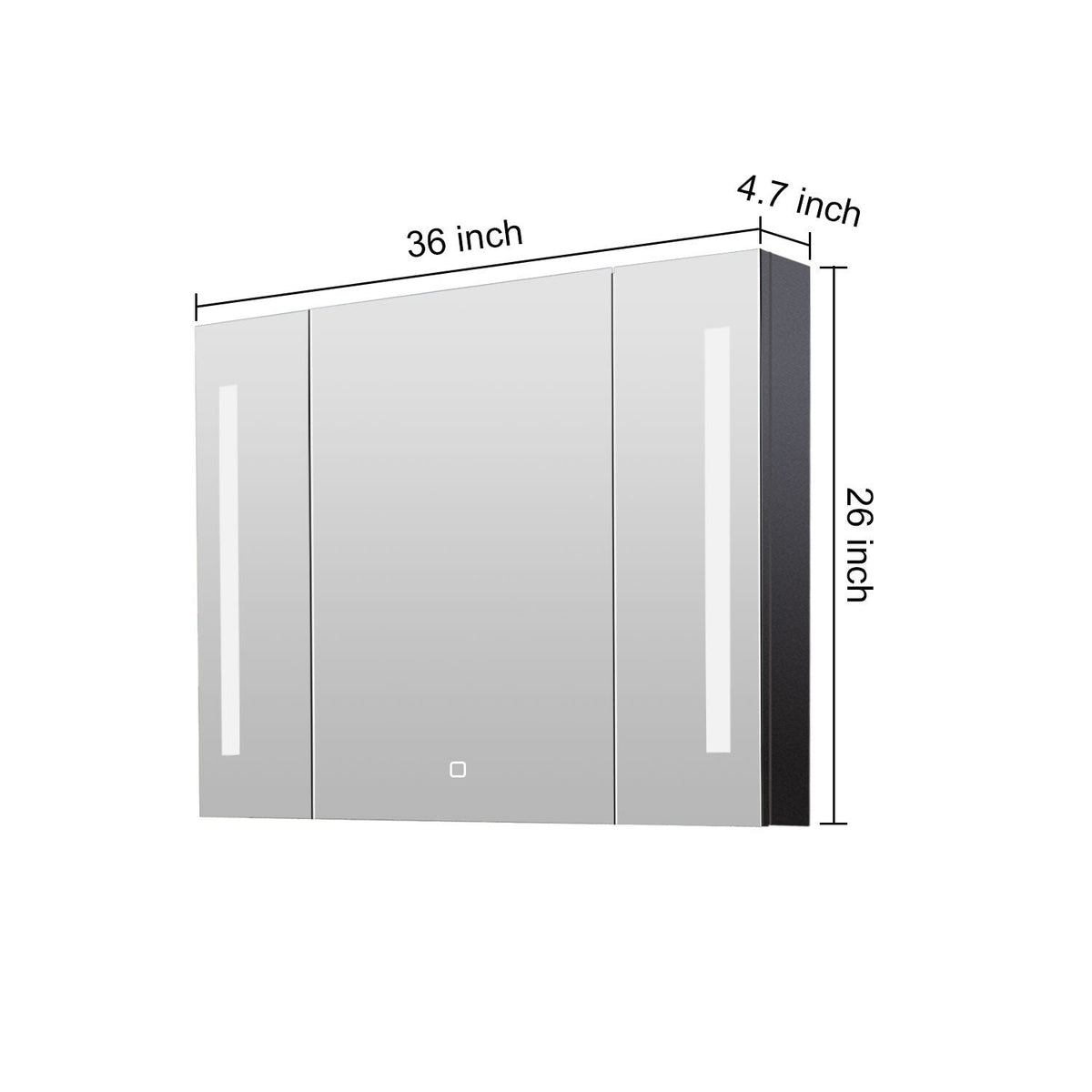 AAZJ AS 30-in x 26-in Lighted LED Fog Free Surface/Recessed Mount Black Mirrored Soft Close Medicine Cabinet