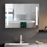 AAZJ 36-in x 26-in Lighted LED Fog Free Surface/Recessed Mount Black Mirrored Soft Close Medicine Cabinet