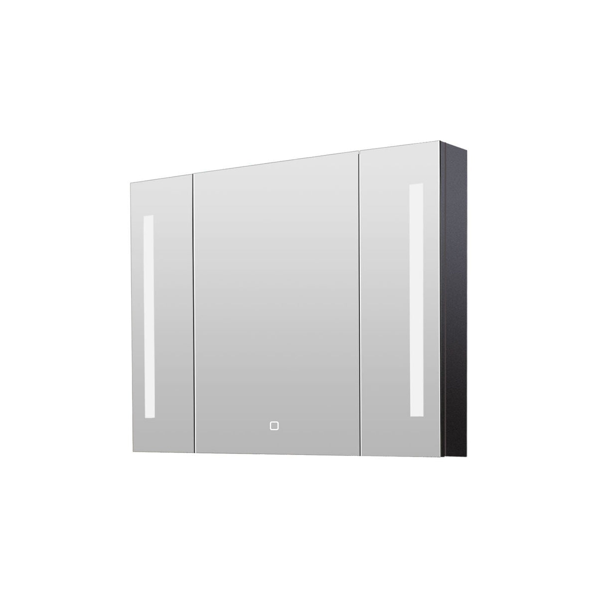 AAZJ 36-in x 26-in Lighted LED Fog Free Surface/Recessed Mount Black Mirrored Soft Close Medicine Cabinet