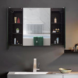AAZJ 36-in x 26-in Lighted LED Fog Free Surface/Recessed Mount Black Mirrored Soft Close Medicine Cabinet