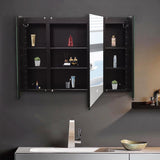 AAZJ AS 30-in x 26-in Lighted LED Fog Free Surface/Recessed Mount Black Mirrored Soft Close Medicine Cabinet