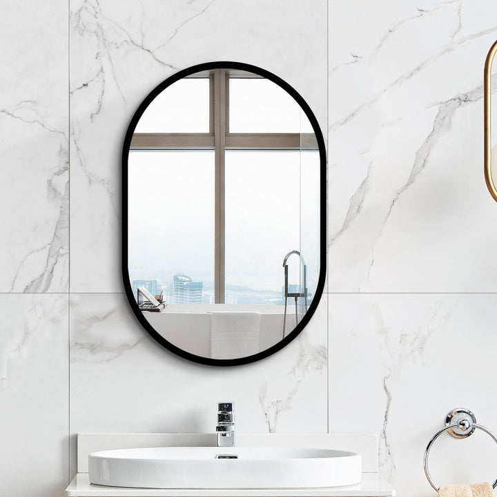 AAZJ 24x30 inch 3 colors with light Black framed Wall mount Medicine Cabinet with Mirror Anti-fog function