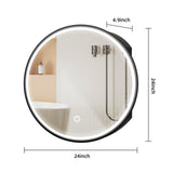 AAZJ 24-in x 28-in Lighted LED Fog Free Surface/Recessed Mount Black Mirrored Soft Close Medicine Cabinet