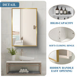 AAZJ 16-in x 28-in Surface/Recessed Mount White Mirrored Soft Close Medicine Cabinet