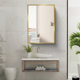 AAZJ 16-in x 28-in Surface/Recessed Mount White Mirrored Soft Close Medicine Cabinet