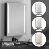 AAZJ 30-in x 20-in LED Fog Free Surface/Recessed Mount Black Mirrored Soft Close Medicine Cabinet