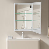 AAZJ 30-in x 20-in LED Fog Free Surface/Recessed Mount White Mirrored Soft Close Medicine Cabinet