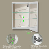 AAZJ 30-in x 20-in LED Fog Free Surface/Recessed Mount White Mirrored Soft Close Medicine Cabinet