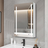 AAZJ 30-in x 20-in LED Fog Free Surface/Recessed Mount White Mirrored Soft Close Medicine Cabinet