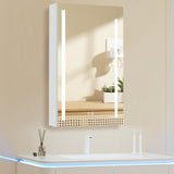 AAZJ 30-in x 20-in LED Fog Free Surface/Recessed Mount White Mirrored Soft Close Medicine Cabinet