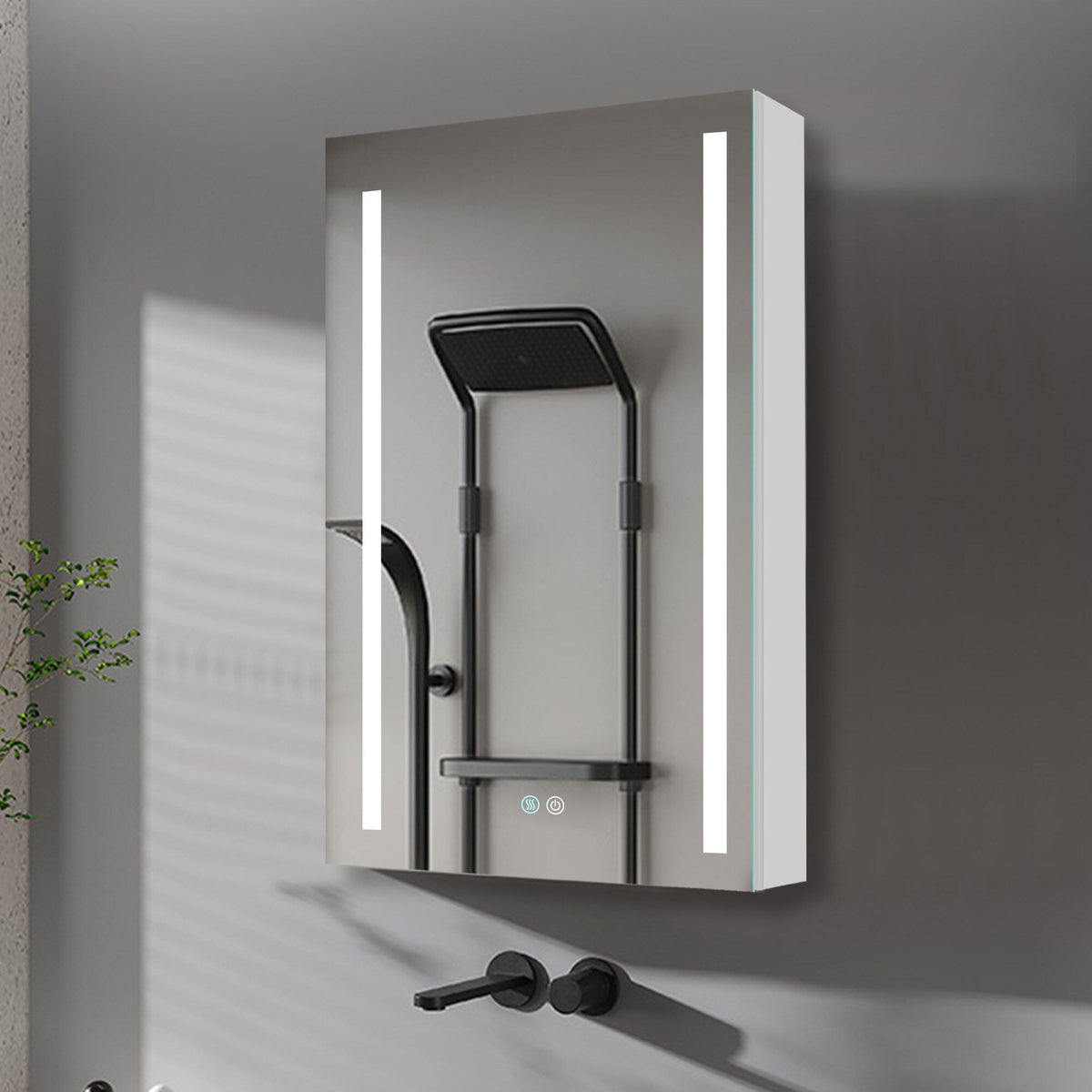 AAZJ 30-in x 20-in LED Fog Free Surface/Recessed Mount White Mirrored Soft Close Medicine Cabinet