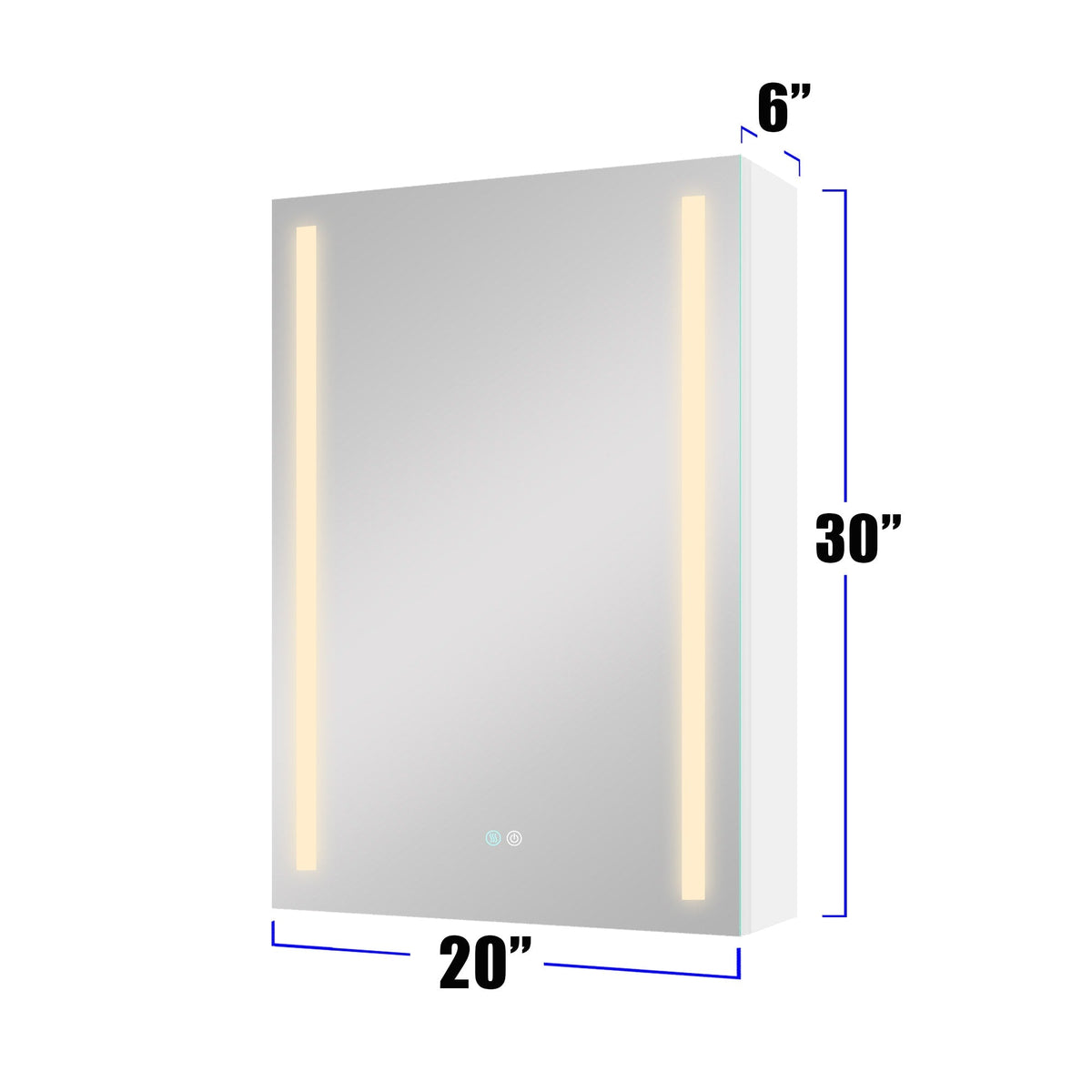 AAZJ 30-in x 20-in LED Fog Free Surface/Recessed Mount White Mirrored Soft Close Medicine Cabinet