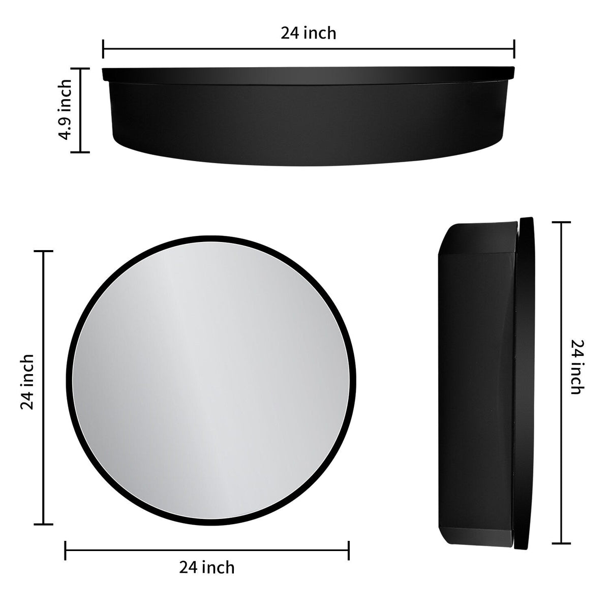 AAZJ 24-in x 24-in Surface/Recessed Mount Powder Coated Mirrored Round Soft Close Medicine Cabinet