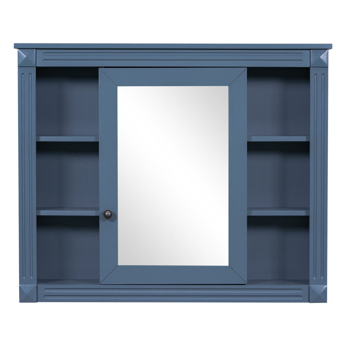 AAZJ CMR 35-in x 28-in Surface Mount Blue Mirrored Soft Close Medicine Cabinet