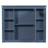 AAZJ CMR 35-in x 28-in Surface Mount Blue Mirrored Soft Close Medicine Cabinet