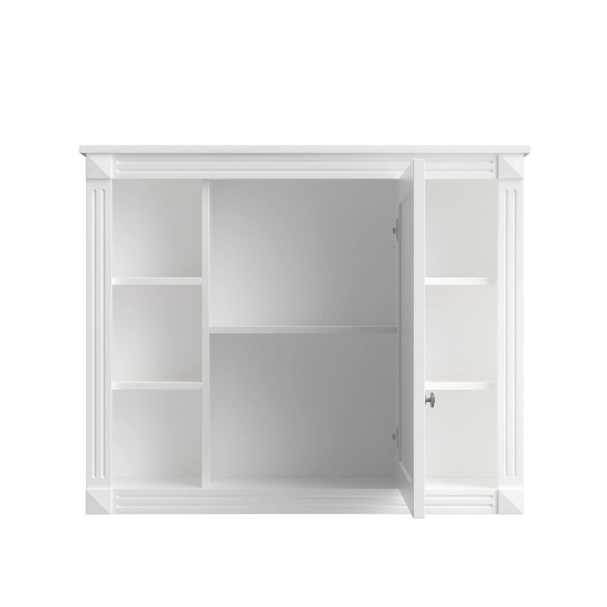 AAZJ CMR 35-in x 28-in Surface Mount White Mirrored Soft Close Medicine Cabinet