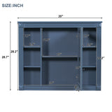 AAZJ CMR 35-in x 28-in Surface Mount Blue Mirrored Soft Close Medicine Cabinet