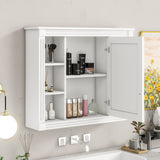 AAZJ CMR 35-in x 28-in Surface Mount White Mirrored Soft Close Medicine Cabinet