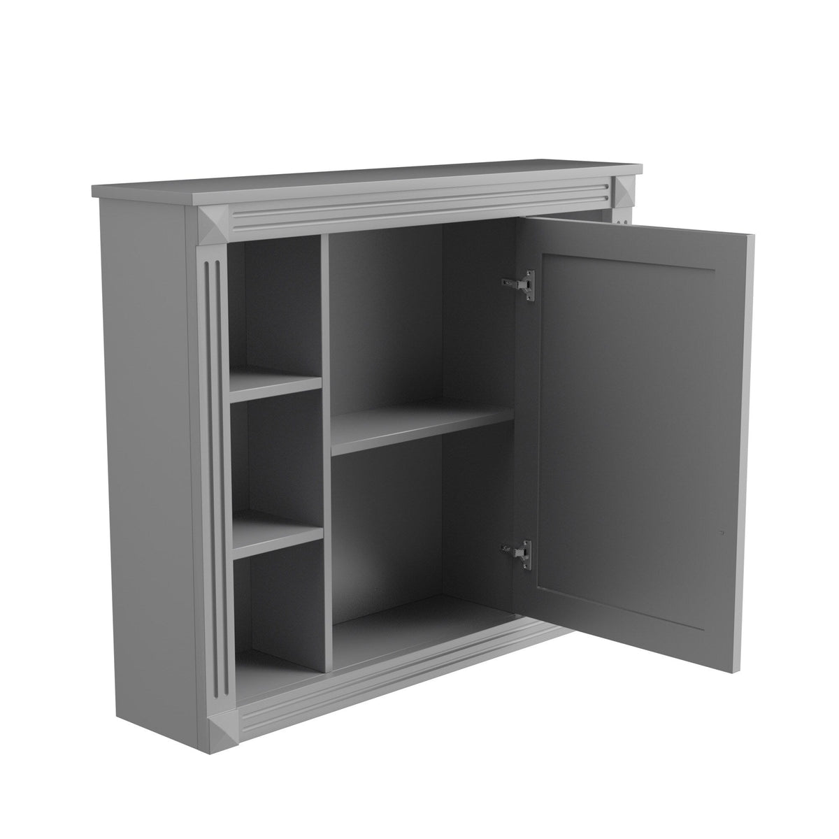 AAZJ CMR 35-in x 28-in Surface Mount Gray Mirrored Soft Close Medicine Cabinet