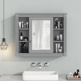 AAZJ CMR 35-in x 28-in Surface Mount Gray Mirrored Soft Close Medicine Cabinet