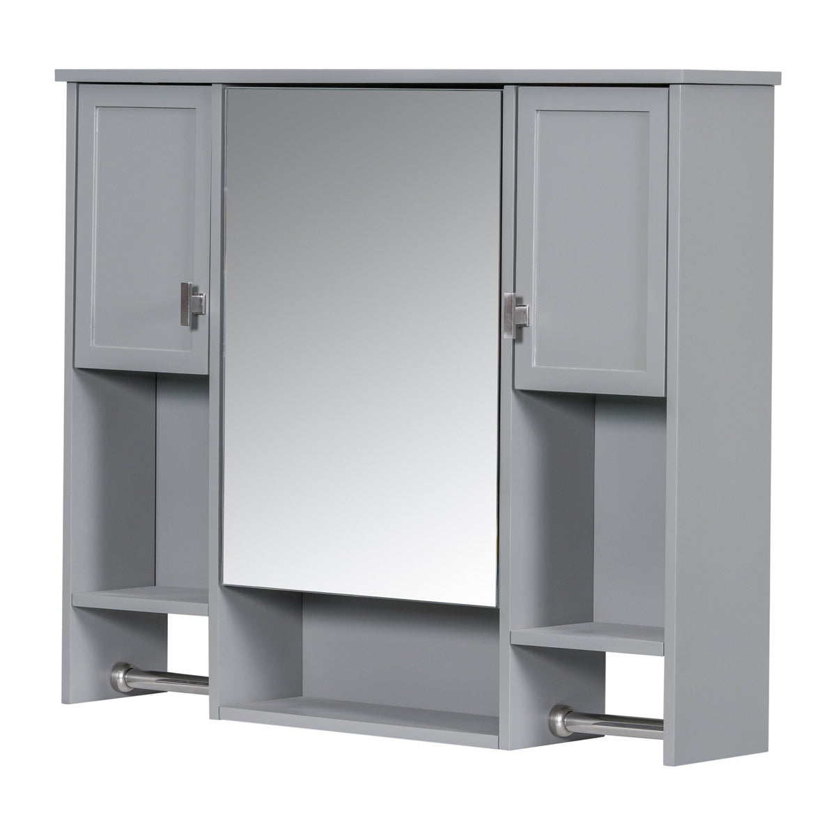 AAZJ 35-in x 28-in Surface Mount Grey Mirrored Soft Close Medicine Cabinet