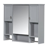 AAZJ 35-in x 28-in Surface Mount Grey Mirrored Soft Close Medicine Cabinet