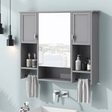 AAZJ 35-in x 28-in Surface Mount Grey Mirrored Soft Close Medicine Cabinet