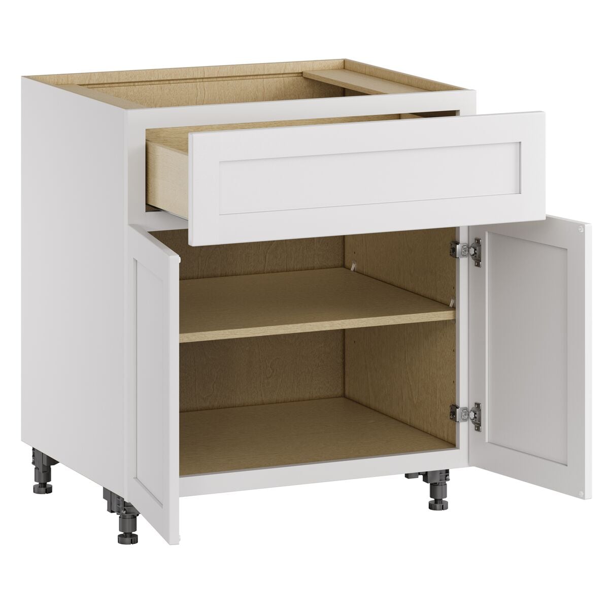 Whalen CLICK-IT Enfield 30-in W x 34.5-in H x 24-in D Classic White Birch 1-Drawer Base Ready To Assemble Plywood Cabinet (Raised Panel Shaker Style)