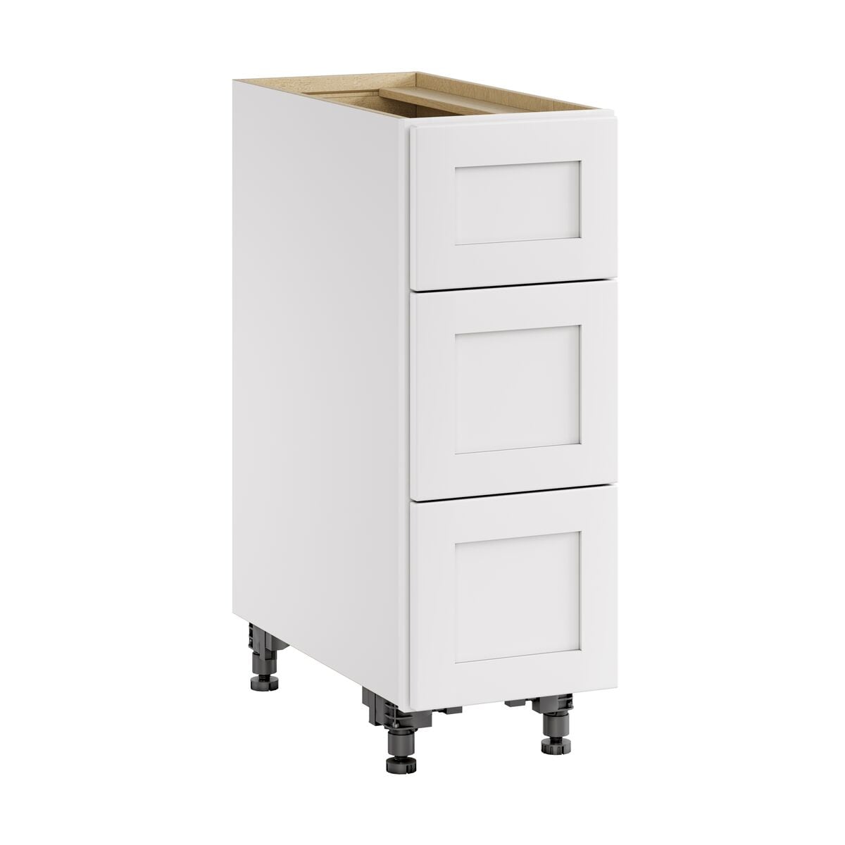 Whalen CLICK-IT Enfield 12-in W x 34.5-in H x 24-in D Classic White Birch 3-Drawer Base Ready To Assemble Plywood Cabinet (Raised Panel Style)
