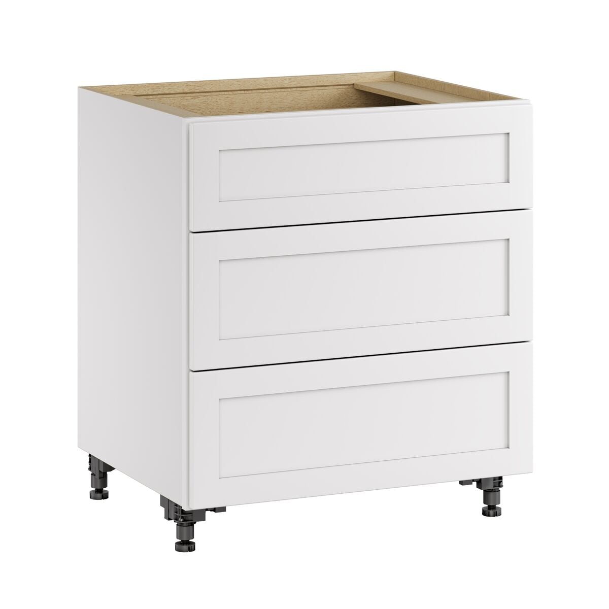 Whalen CLICK-IT Enfield 30-in W x 34.5-in H x 24-in D Classic White Birch 3-Drawer Base Ready To Assemble Plywood Cabinet (Raised Panel Style)