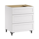 Whalen CLICK-IT Enfield 30-in W x 34.5-in H x 24-in D Classic White Birch 3-Drawer Base Ready To Assemble Plywood Cabinet (Raised Panel Style)