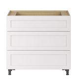 Whalen CLICK-IT Enfield 36-in W x 34.5-in H x 24-in D Classic White Birch 3-Drawer Base Ready To Assemble Plywood Cabinet (Raised Panel Style)