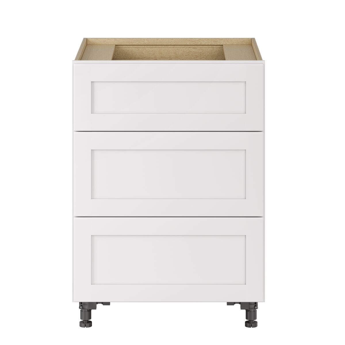 Whalen CLICK-IT Enfield 24-in W x 34.5-in H x 24-in D Classic White Birch 3-Drawer Base Ready To Assemble Plywood Cabinet (Raised Panel Style)