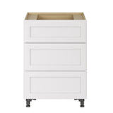 Whalen CLICK-IT Enfield 24-in W x 34.5-in H x 24-in D Classic White Birch 3-Drawer Base Ready To Assemble Plywood Cabinet (Raised Panel Style)
