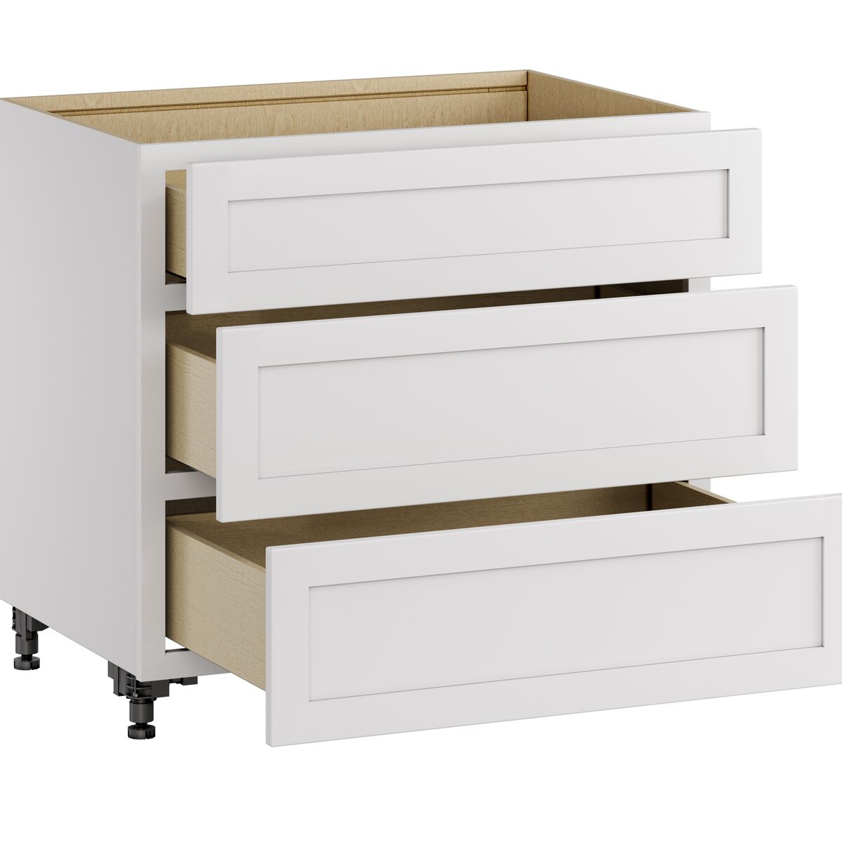 Whalen CLICK-IT Enfield 36-in W x 34.5-in H x 24-in D Classic White Birch 3-Drawer Base Ready To Assemble Plywood Cabinet (Raised Panel Style)
