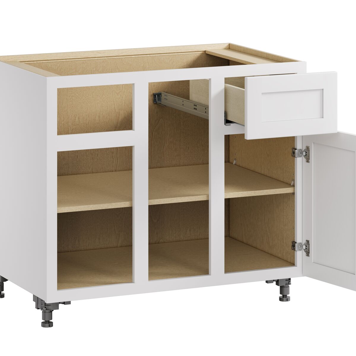 Whalen CLICK-IT Enfield 36-in W x 34.5-in H x 24-in D Classic White Birch Blind Corner Base Ready To Assemble Plywood Cabinet (Raised Panel Shaker Style)