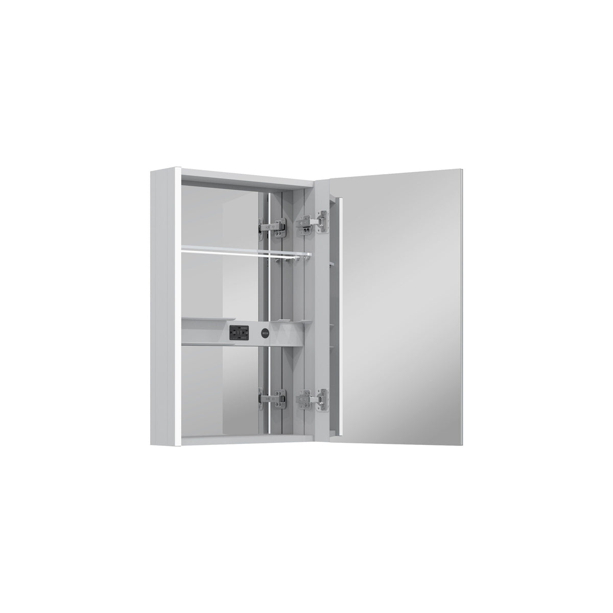 WELLFOR CHIC 20-in x 30-in Lighted LED Fog Free Surface Mount Black Mirrored Soft Close Medicine Cabinet with Outlet